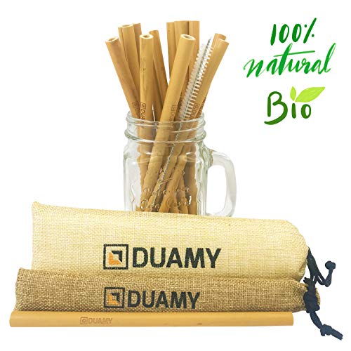 DUAMY Pajitas de bambú Reutilizables. El Pack Tiene 12 pajitas de bambú ecológicas, un...